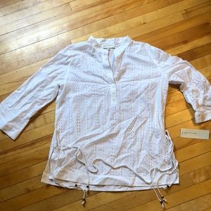 Jones New York eyelet tunic with belt M